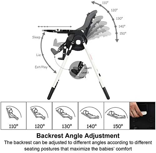 INFANS High Chair for Babies and Toddlers Reclining Seat Dark Grey - Image 2