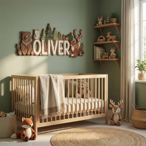 Personalized Woodland Name Sign, Custom Forest Animal Nursery Wall Decor - Image 4