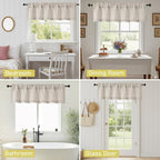 Linen Valances for Windows, Light Filtering Faux Linen Textured Small Short - Image 6