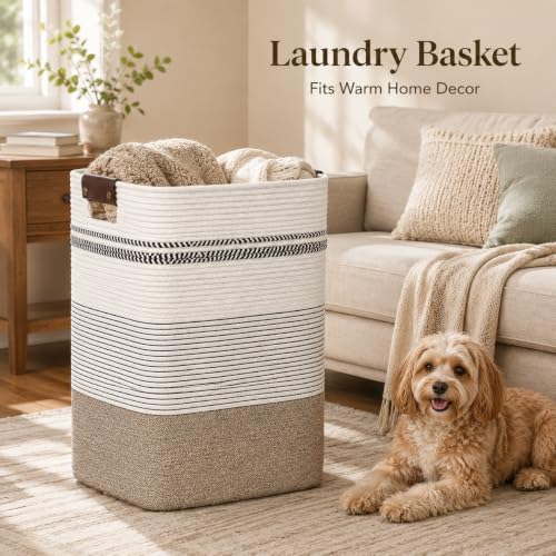 Laundry Hamper, Cotton Rope Laundry Basket - Image 4