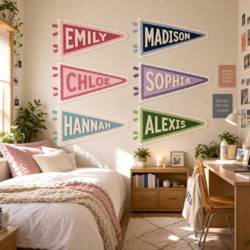 Personalized Felt Name Pennant Flag Custom Lace Dorm Room Decor - Image 5