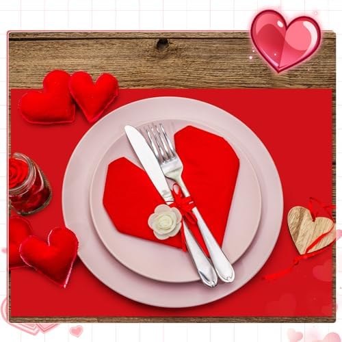 Fullhawl 60 Pcs Red Paper Placemats, Disposable Rectangular Table Setting Mats - Image 4