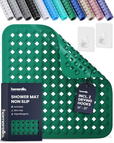 homerella Square Shower Mat Non Slip Anti Mold 21x21 Anti Slip Shower Mat by Homerella
