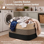 108L Extra Large Rectangle Laundry Hamper, Jute/Black - Image 6