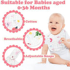 Zainpe 6Pcs Snap Muslin Cotton Baby Bibs Star Cat Rabbit Pattern Adjustable - Image 3