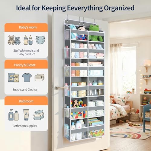 Yecaye Over The Door Organizer, 6 Tier Extra Large Behind Door Storage of 12 - Image 5