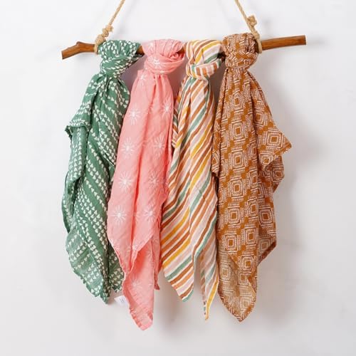 4 Set Muslin Swaddle Blankets Receiving Blanket - Image 3
