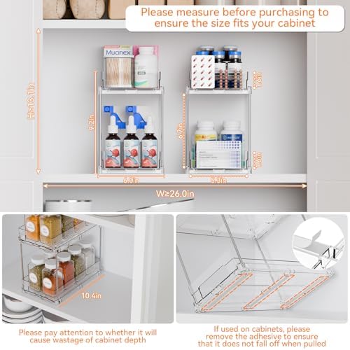 2 Set, 2 Tier Pull Out Cabinet Organizer - Image 4