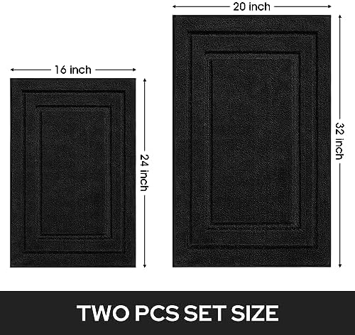 HOMEIDEAS Bathroom Rugs Sets 2 Piece, Super Soft Non Slip Bath Mat Black - Image 2