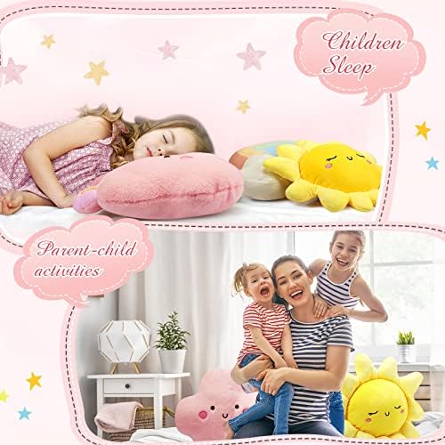 Queekay Set of 3 Kids Cloud Rainbow Pillows Sun Plush Decor, Cute Style - Image 4