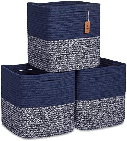 NaturalCozy Storage Cubes 11 Inch Cotton Rope Woven Baskets by NaturalCozy