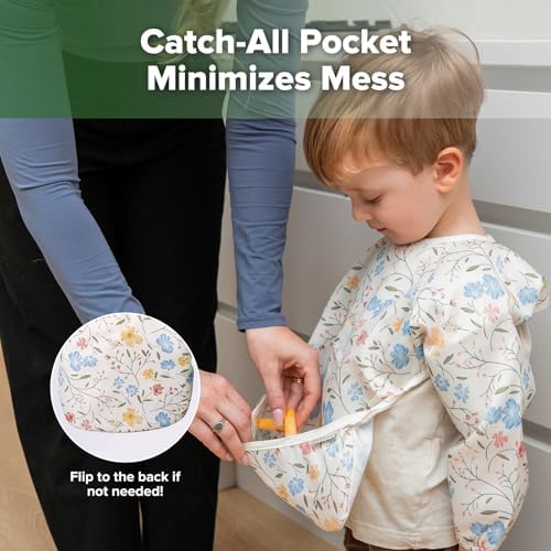 haakaa Mess Proof Long Sleeve Baby Bib, Water Resistant Smock Baby Bibs - Image 6