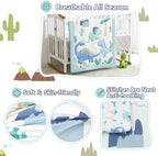 Dinosaur Mini Crib Bedding Set for Boys Light Blue Premium 3-Piece Baby Bedding - Image 6