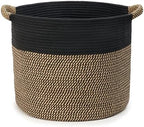 Blanket Basket for Living Room, Woven Rope Storage Basket by KODOMOORE
