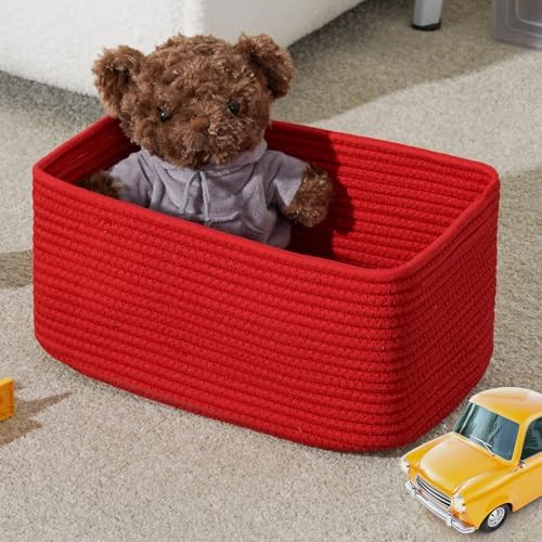 3 Pack Small Storage Baskets for Organizing, 11.8×7.8×5.1", Christmas Red - Image 2