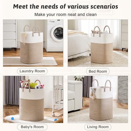 Artfeel Laundry Basket, Woven Cotton Rope Laundry Hamper, 60L Versatile Storage - Image 5