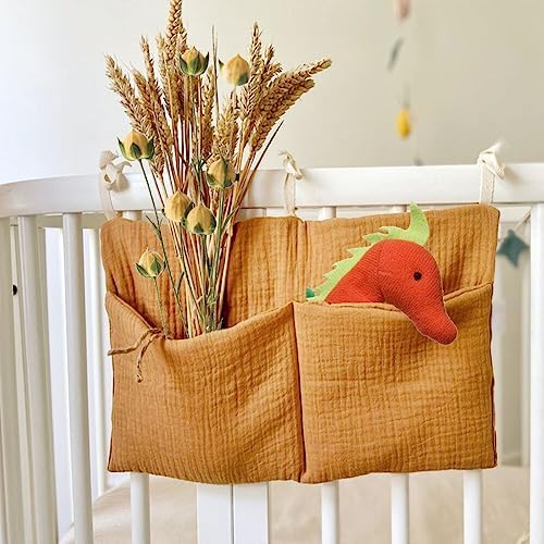 Surakey Baby Crib Pocket with Straps Hanging Baby Diaper Caddy Organizer - Image 4