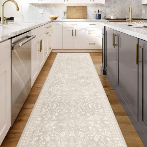 3' x 5' Upgraded Boho-Inspired Beige Decorative Vinyl Hallway Runner Mat by BelleCosy
