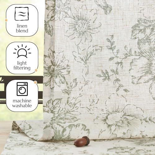 Vangao Floral Valances for Windows Alice Sage Green W50 X 16L 1 Panel - Image 3