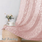Lecloud Leia Blush Pink Sheer Curtains 72 Inches Long 2 Panels, Jacquard Leaf - Image 5