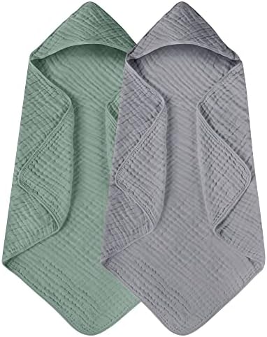 Yoofoss Hooded Baby Bath Towels 2 Pack 100% Muslin Organic Cotton by YOOFOSS