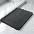 Polyester Bathroom Rug 17"x24" Dark Gray, Non-Slip Soft Bath Mat by Kildoss