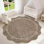 GarveeHome 4ft Round Rugs Washable Scalloped Bow Rug - Image 2