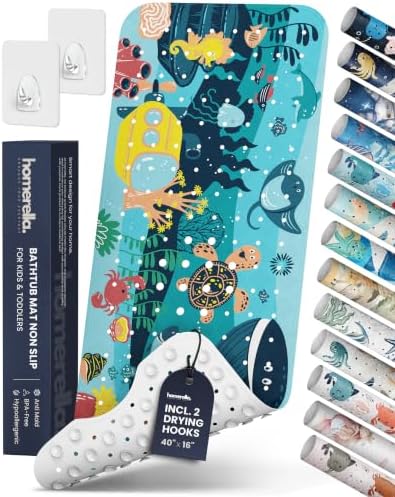 homerella Bathtub Mat Non Slip Kids 40x16 Baby Bath Mat Non Slip Anti Mold by Homerella