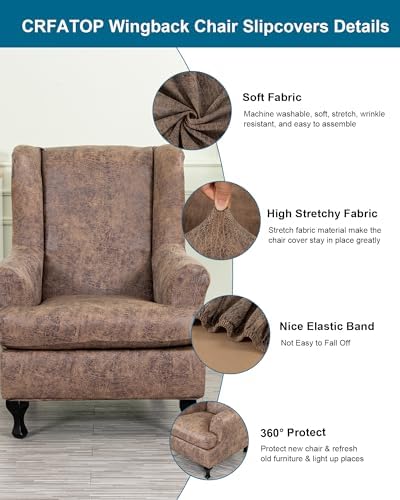CRFATOP Wingback Chair Covers Stretch Armchair Slipcovers - Image 2