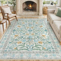 Lahome Light Blue Bedroom Rug 8x10 Under Bed, Boho Washable Rugs by Lahome