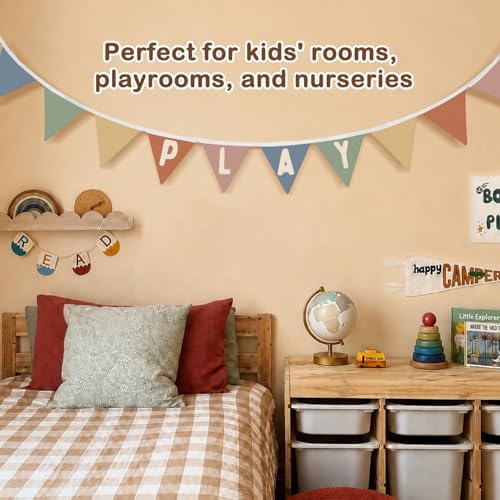 Playroom Decor, Play Sign Wall Pennant Banner Flags 5.5Ft - Image 2