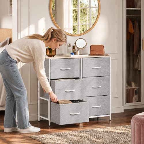 WLIVE Small Dresser Nightstand for Bedroom, 3 Drawers, Light Grey - Image 5