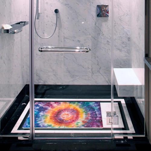 Shower Mat Non Slip 26.8 x 15.1 Inches, Tie Dye Bathtub Mat Shower Stall Mats - Image 5