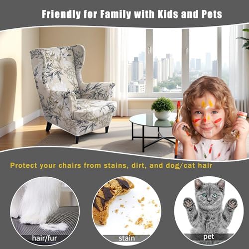 NILUOH Wingback Chair Covers 2-Piece, Armchair Slipcovers - Image 4