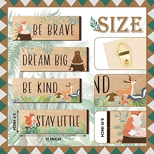 4 Pieces Woodland Nursery Decor Safari wall art Be kind brave curious Cute - Image 3