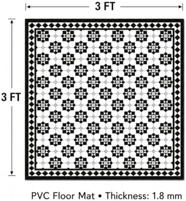 3' x 3' Plastic Floor Mat for Home, Vinyl Print Area Mat for Hard Floor - Image 2