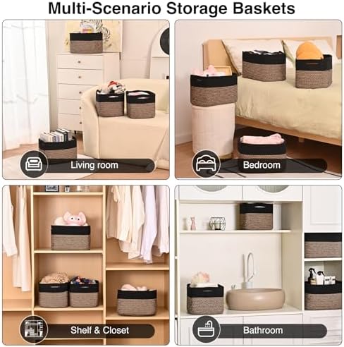 ICERZCZ Storage Baskets for Shelves Organizing, Woven Cotton Rope Baskets for - Image 5