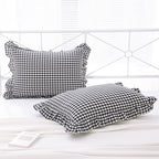 2 Pack Black White Gingham Ruffle Pillow Shams King Size 20"x36" - Image 3
