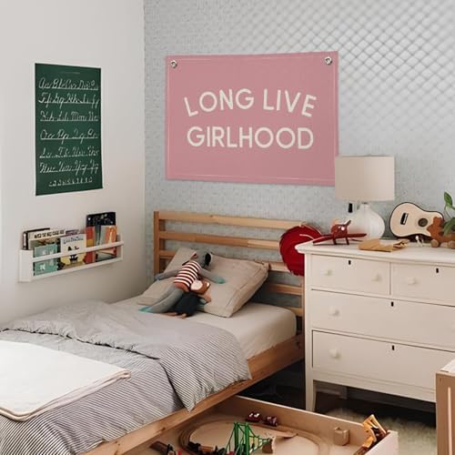 Long Live Girlhood Pink Linen Canvas Wall Banner, Girls Nursery Decor, Toddler - Image 4