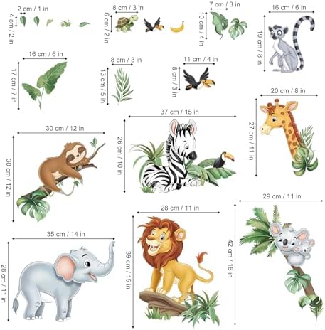 decalmile Jungle Animals Safari Elephant Lion Giraffe Wall Decals Stickers - Image 4