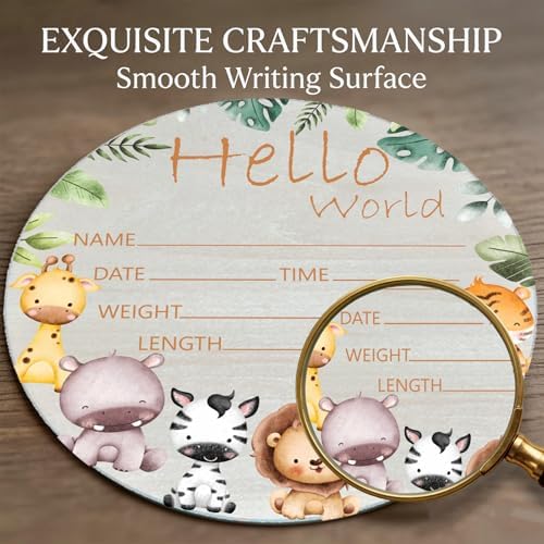 Woodland Baby Name Sign 6" Round Wood Birth Announcement - Image 4