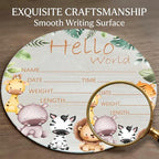 Woodland Baby Name Sign 6" Round Wood Birth Announcement - Image 4