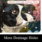 Shower Mat Non Slip 26.8 x 15.1 Inches, Pugs Flower Bathtub Mat Shower Stall - Image 2