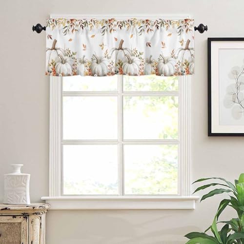Vandarllin Fall Floral Leaves Kitchen Curtains and Valances Set, Thanksgiving - Image 6