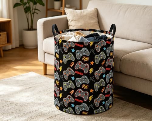 ESSME Kids Laundry Basket, Game Hamper Collapsible Canvas Waterproof Storage Bin - Image 4