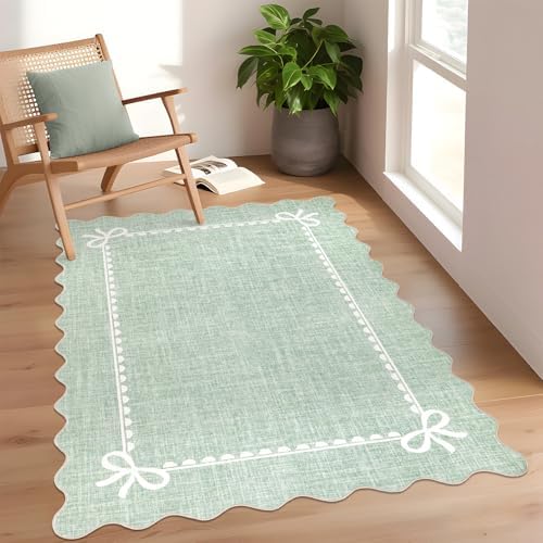 GarveeHome Scalloped Bow Rug 4x6 Washable Rugs by GarveeHome