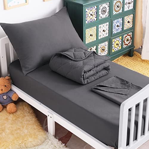 NTBAY Toddler Microfiber Bedding Set, 4 Piece, Dark Grey by NTBAY