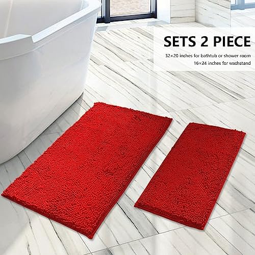 BOANKODU Bathroom Rugs Sets 2 Piece, Extra Soft Chenille Bath Mat Absorbent - Image 3