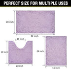 Bathroom Rugs Chenille 3-Piece Extra Soft and Absorbent Shag Bathroom Rugs - Image 2