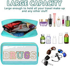Iqimott Clear Patch Makeup Bag Drugs Pouch, Preppy Personalized Chenille Letter - Image 4